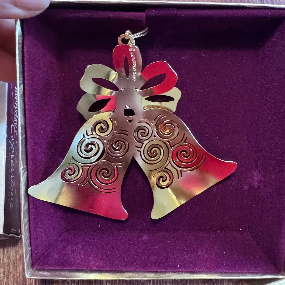 Baldwin 24kt Gold Finished Brass‎ Ornament Lot Peace Dove Bells Congratulations